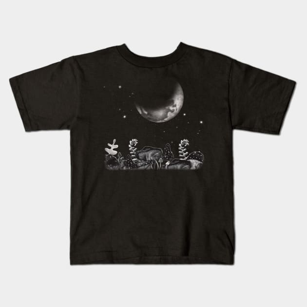 Magic Mushrooms The Moon And Stars Magical Mushrooming Kids T-Shirt by merchlovers